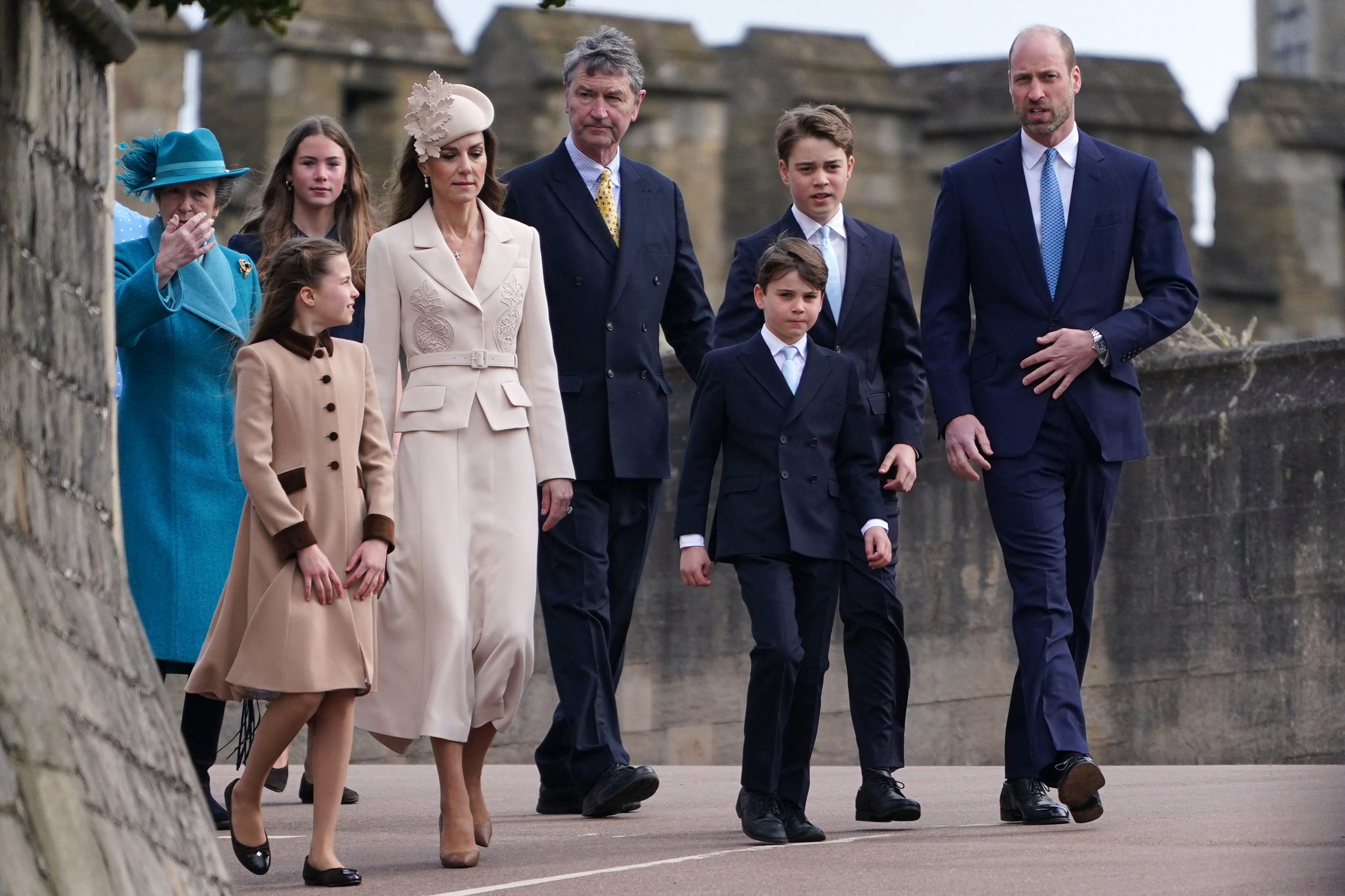 Peter Phillips and Harriet Sperling attend the 2026 Easter Matins Service at St George's Chapel on April 5, 2026 in Windsor, England