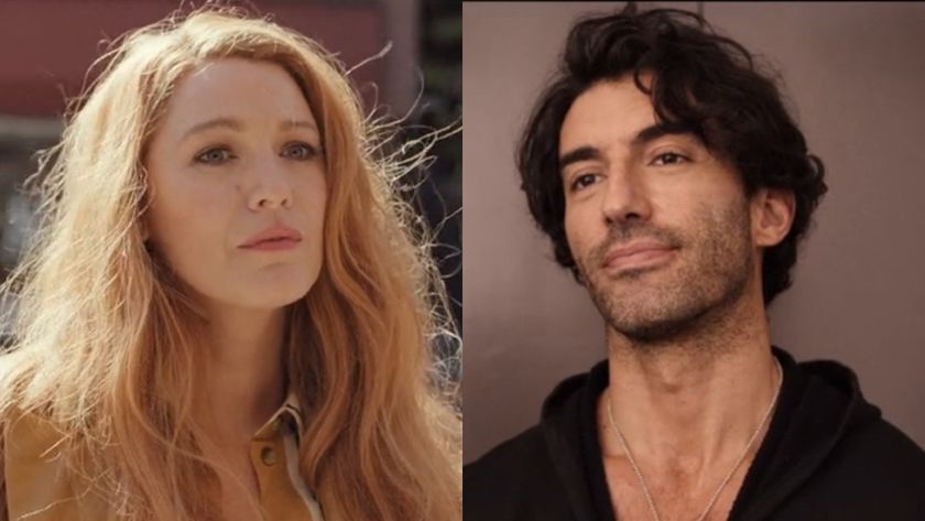From left to right: Blake Lively in It Ends With Us looking forward and Justin Baldoni looking foward in It Ends With Us. 