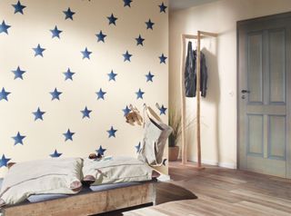 Starry wallpaper in a hallway