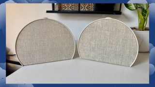 Beige Hatch Sleep Clock next to beige Hatch Restore 3 on white surface