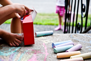 kindness activities for kids: pavement drawings