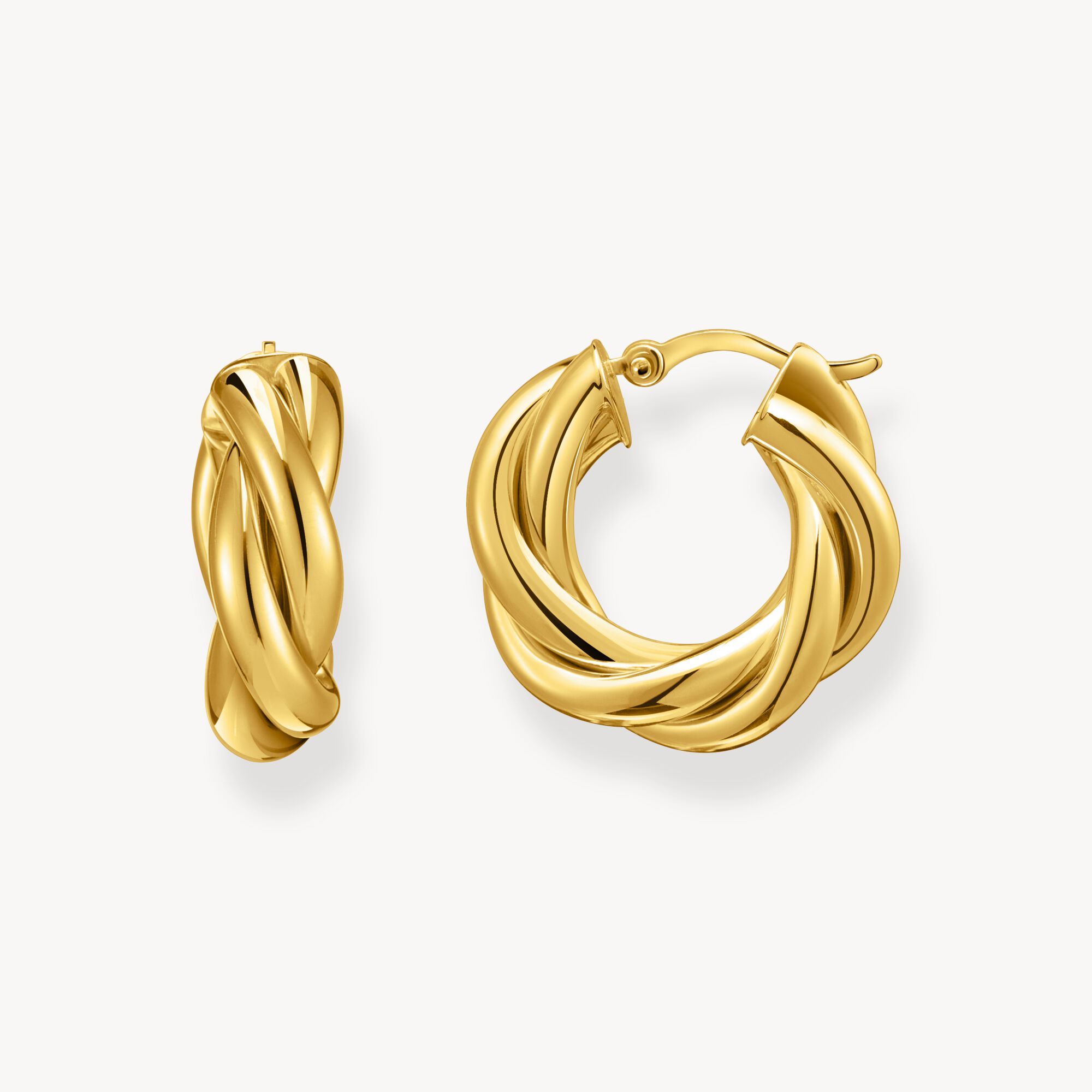 Gold-Plated Hoop Earrings in Intertwined Design