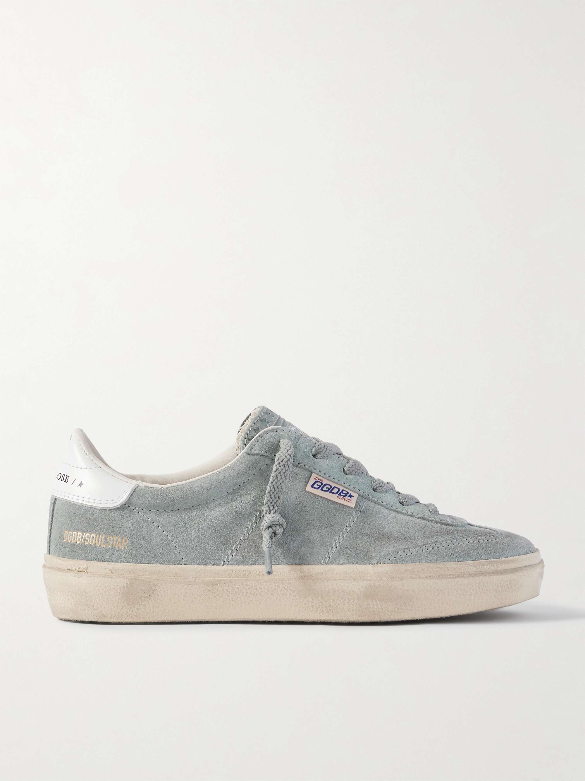 Soul-Star Distressed Leather-Trimmed Suede Sneakers