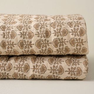 Flora Block Print Quilt - Natural