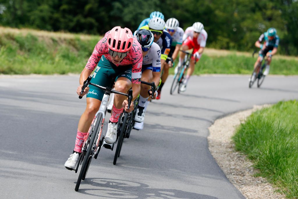 RZESZOW POLAND AUGUST 03 Sean Quinn of United States and Team EF Education Easypost competes in the breakaway during the 79th Tour de Pologne 2022 Stage 5 a 1781km stage from Lancut to Rzeszow TdP22 WorldTour on August 03 2022 in Rzeszow Poland Photo by Bas CzerwinskiGetty Images