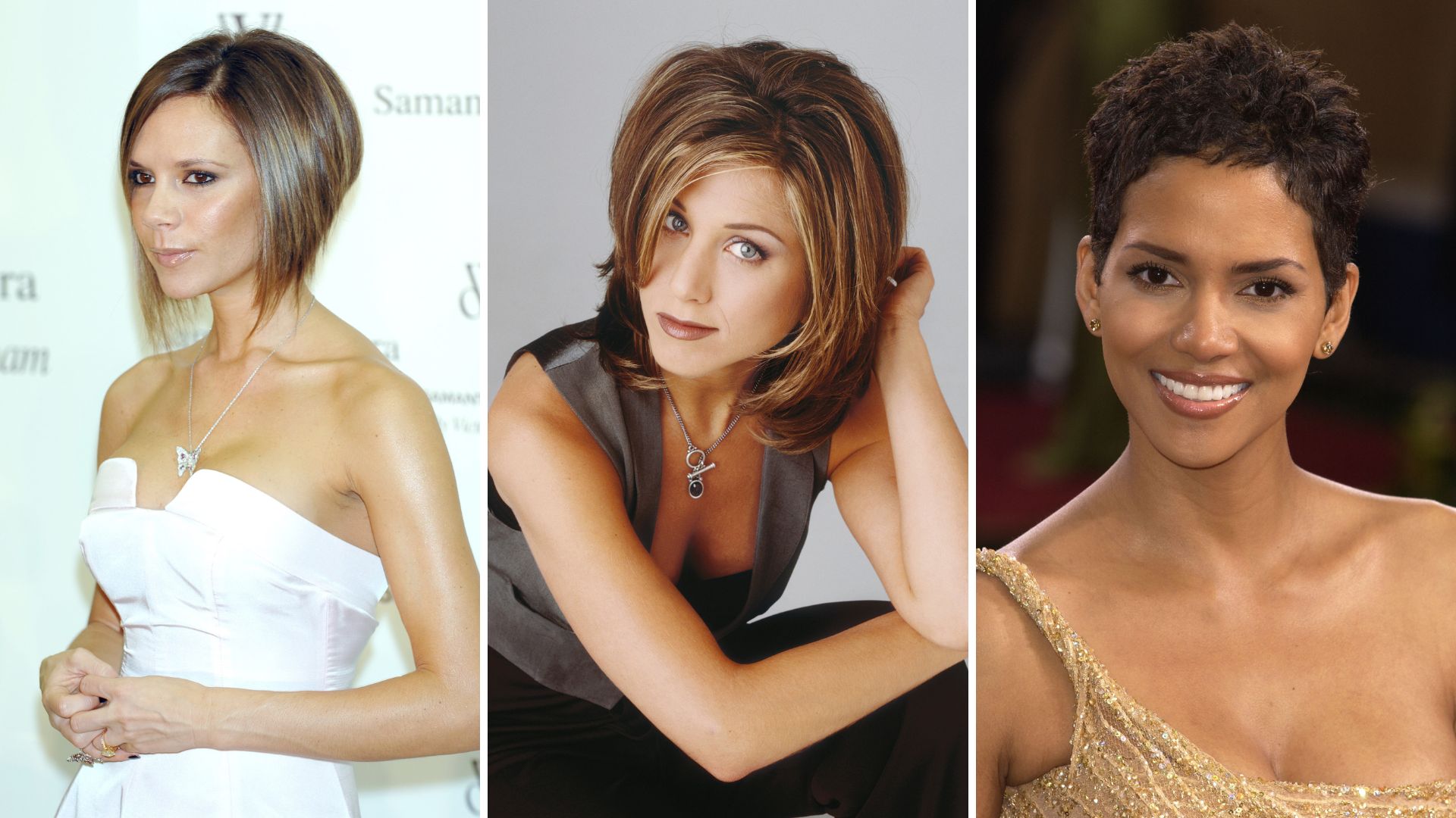 L-R: Victoria Beckham, Jennifer Aniston, Halle Berry