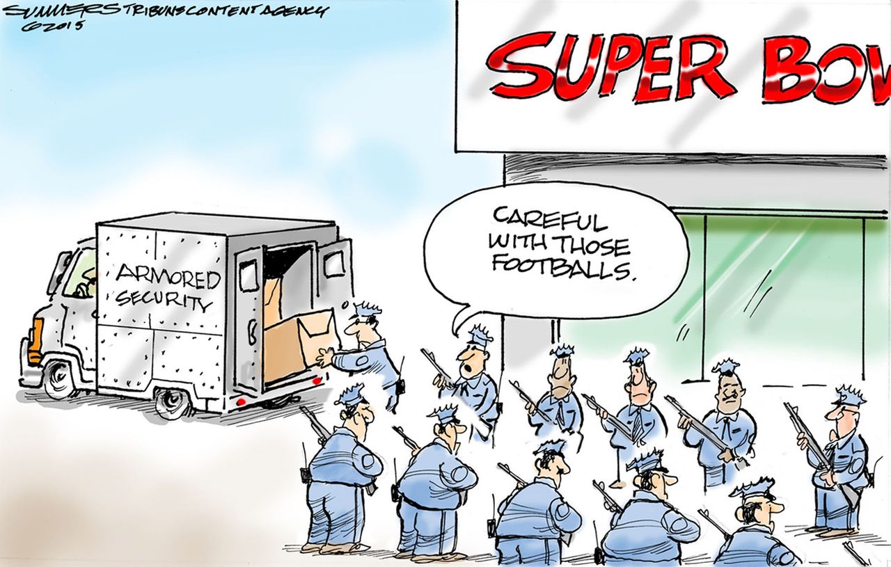 Editorial cartoon U.S. sports NFL Patriots Superbowl