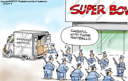 Editorial cartoon U.S. sports NFL Patriots Superbowl