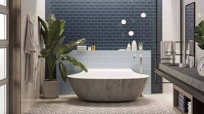 blue and gray bathroom 