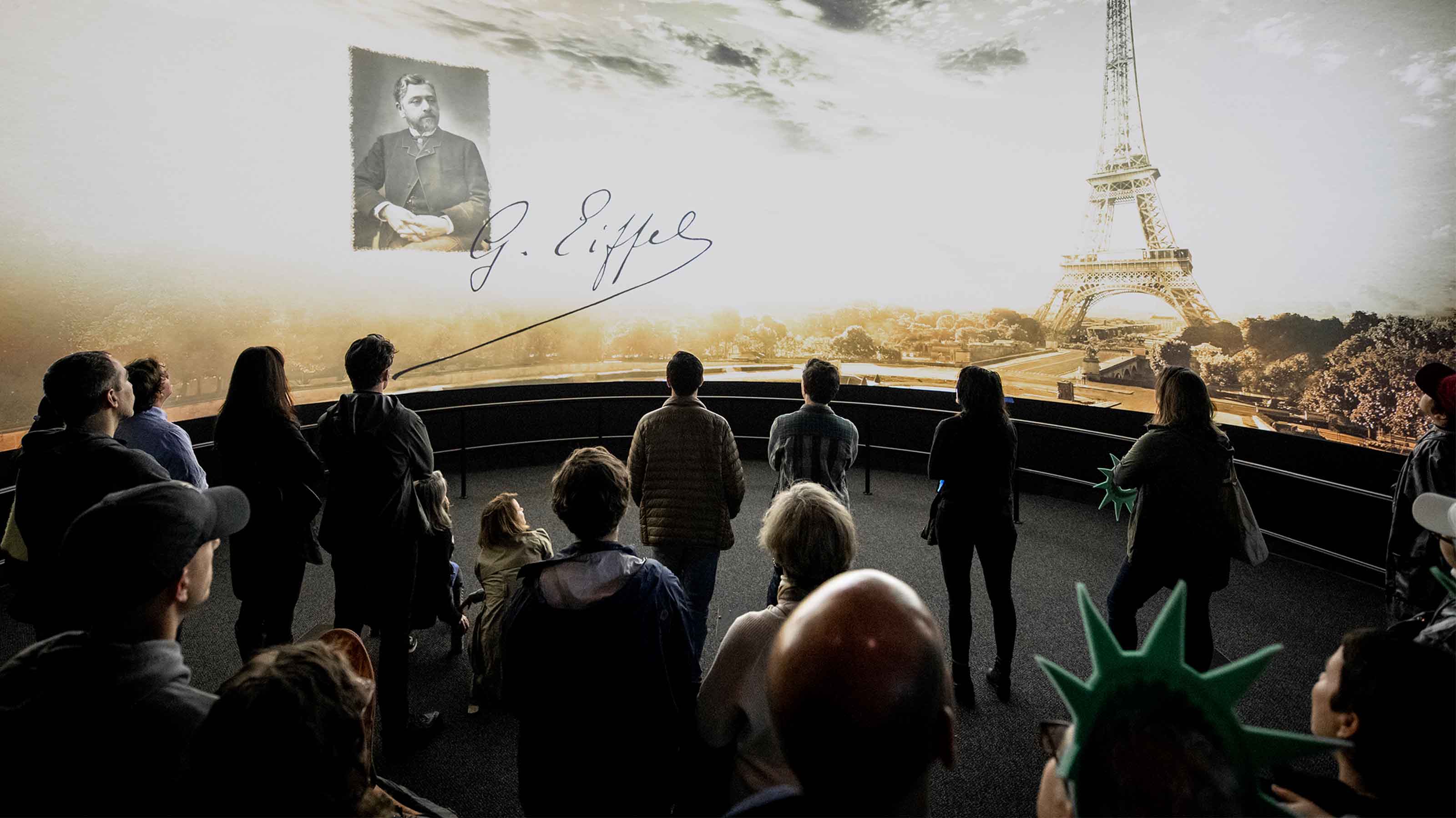 Museum Exhibit with Crowd