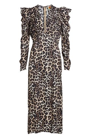 Farm Rio Leopard V-Neck Midi-Dress