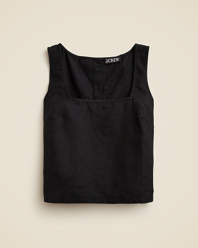 Squareneck Button-Back Top in Linen