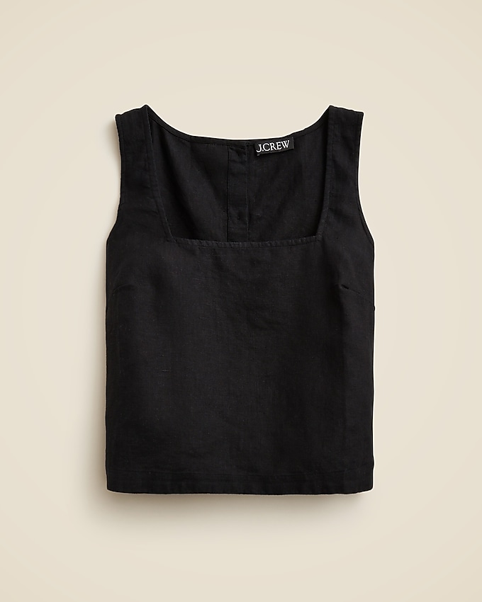 Squareneck Button-Back Top in Linen