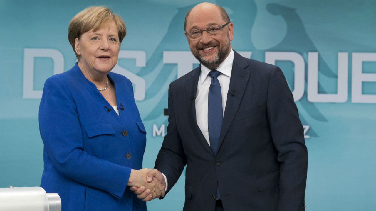 Angela Merkel and Martin Schulz