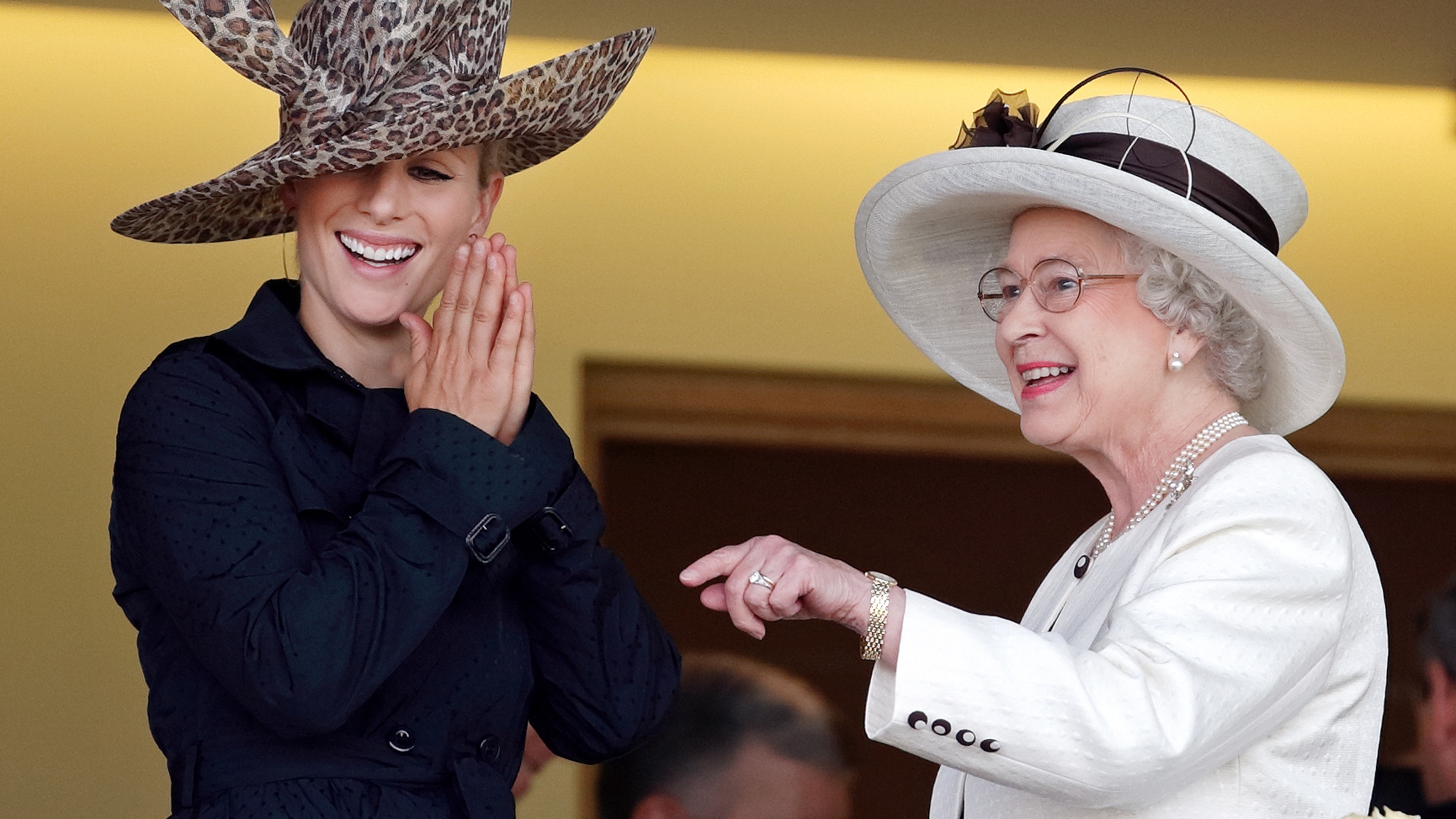 Zara Tindall and Queen Elizabeth II watch the racing from the Royal Box as they attend day 3 of Royal Ascot at Ascot Racecourse on June 21, 2007