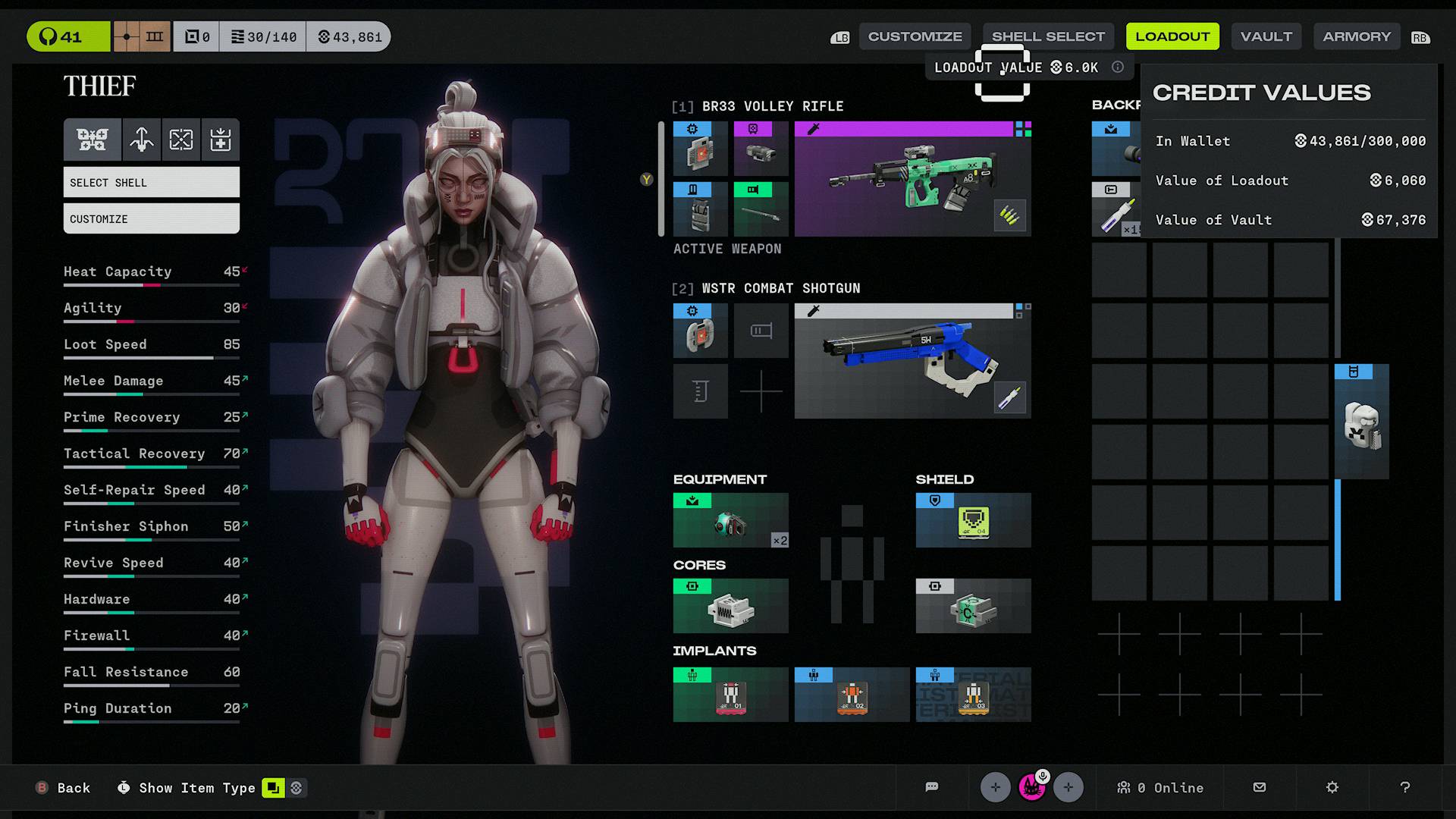 Marathon loadout value on loadout menu