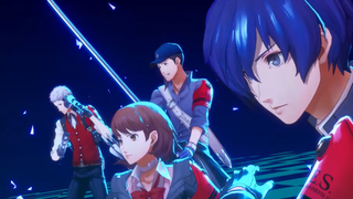 A lineup of characters about to perform an all-out attack in Persona 3 Reload.