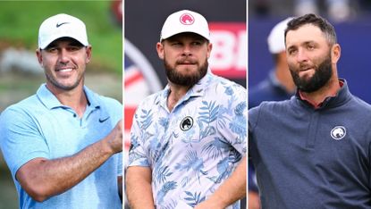 Brooks Koepka (left), Tyrrell Hatton (middle), and Jon Rahm