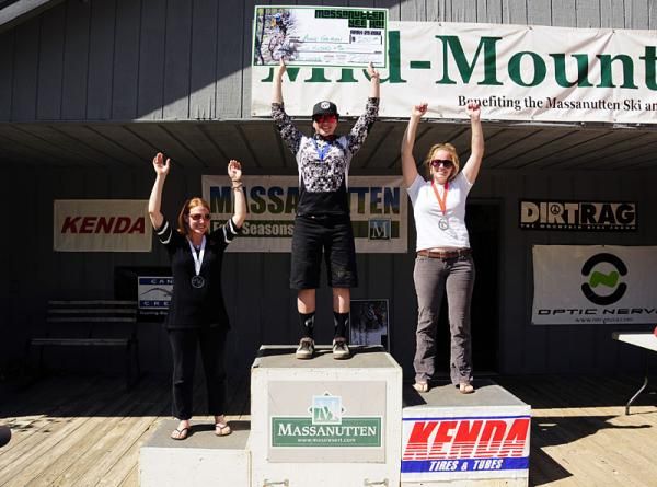 Elite women's podium at the Massanutte Yee Ha!