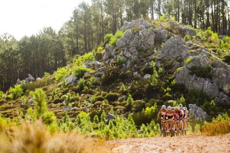 Burry Stander and Christoph Sauser of 36One-Songo-Specialized lead the field during the final stage