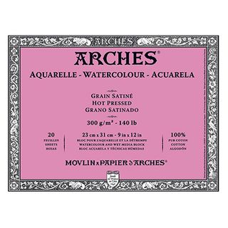 Product shot of one of the best watercolour papers, Arches Watercolour Block – Hot Press