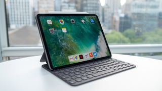 An iPad Pro with attachable keyboard