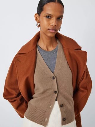 Marella Provola Sleeveless Cardigan, Camel