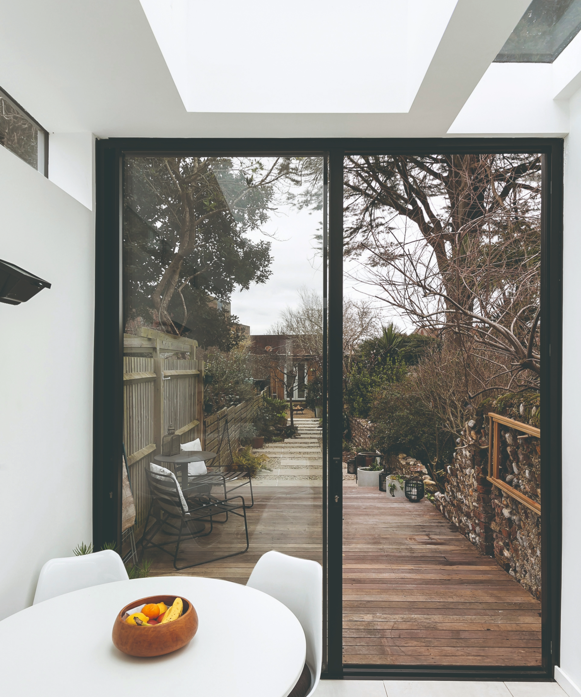 View from the kitchen door onto the garden patio