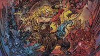 Watercolour illustration of a female knight swinging her blade for Castlevania