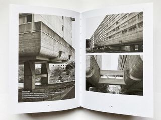 Architectural photography on pages inside the book Brutalist Paris, Blue Crow Media
