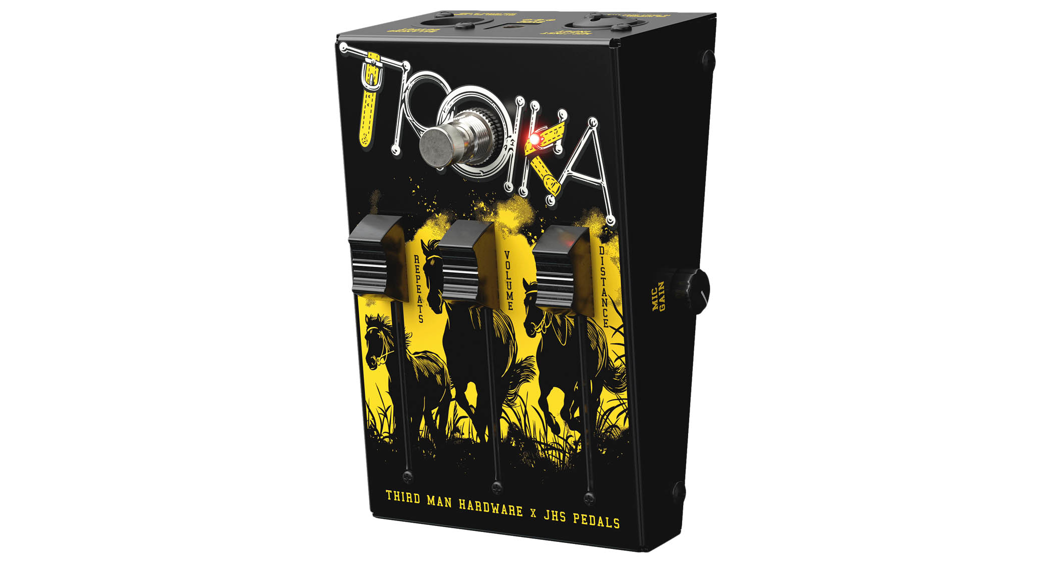 Third Man Hardware x JHS Pedals Troika: the new collab from Jack White's gear brand is a "studio-grade" delay designed for vocals, guitars and other instruments, for the stage or studio, and is available in yellow or black.