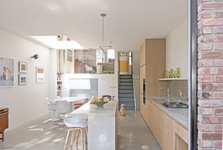 A concrete kitchen floor