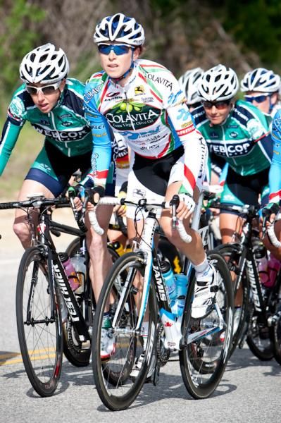 Heather Logan-Sprenger (Colavita-Baci) sitting at the front on the KOM climb.