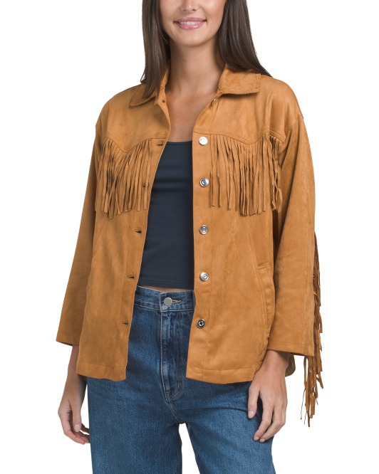 Moon River , Faux Suede Fringe Jacket (Was $95)