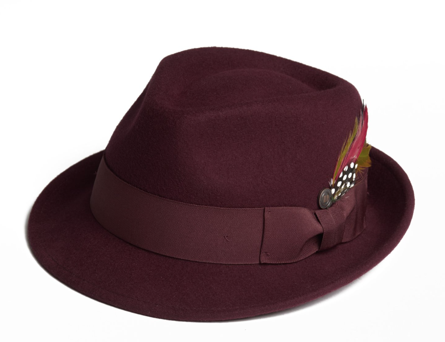 Dasmarca Hats, Darwin Burgundy Felt Trilby With Feather