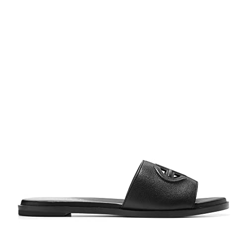 Cole Haan Women's Flynn Logo Slide Sandal, Black Leather, 8