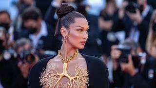 cannes, france july 11 model bella hadid attends the tre piani three floors screening during the 74th annual cannes film festival on july 11, 2021 in cannes, france photo by marc piaseckifilmmagic