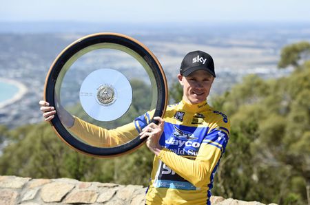 Chris Froome with the Jayco Herald Sun Tour winner's trophy