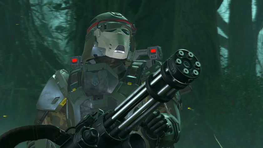 Helldivers 2 Python Commandos helldiver standing with maxigun raised