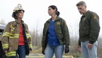 Pictured: Diane Farr as Sharon Leone, Morena Baccarin as Sheriff Mickey Fox and Matt Lauria as Boone.