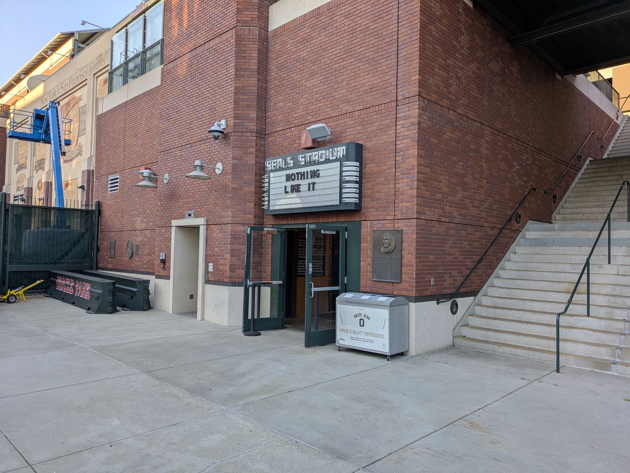 Old Seals Stadium sign at Oracle Park shot by Pixel 8a