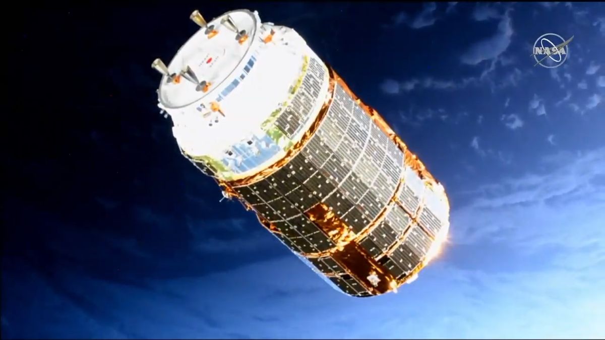 The Japan Aerospace Exploration Agency's HTV-8 cargo ship arrives at the International Space Station on Sept. 28, 2019 to deliver more than 4 tons of supplies to the orbiting laboratory.