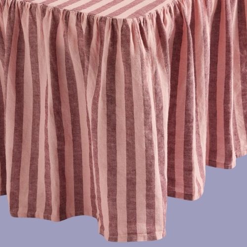 Piglet In Bed, Rhubarb &amp;amp; Rose Pembroke Stripe Linen Blend Valance