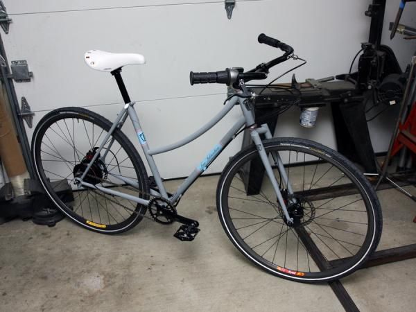 We caught sight of this classy NuVinci-equipped townie at the True Fabrication workshop in the days leading up to the 2011 NAHBS show.