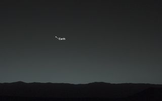 This annotated view points out Earth in the Mars night sky as seen by NASA's Curiosity rover on Jan. 31, 2014 about 80 minutes after local sunset.