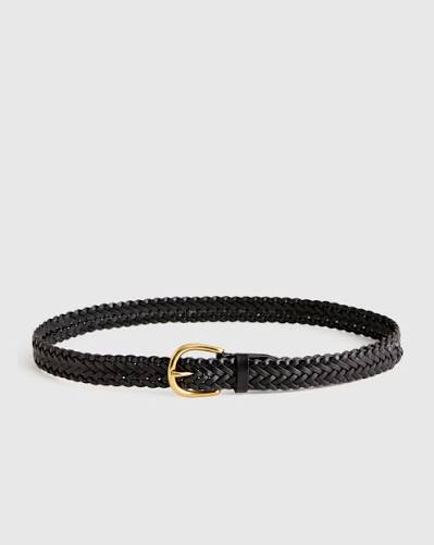 Quince, Josie European Leather Braided Belt in Black