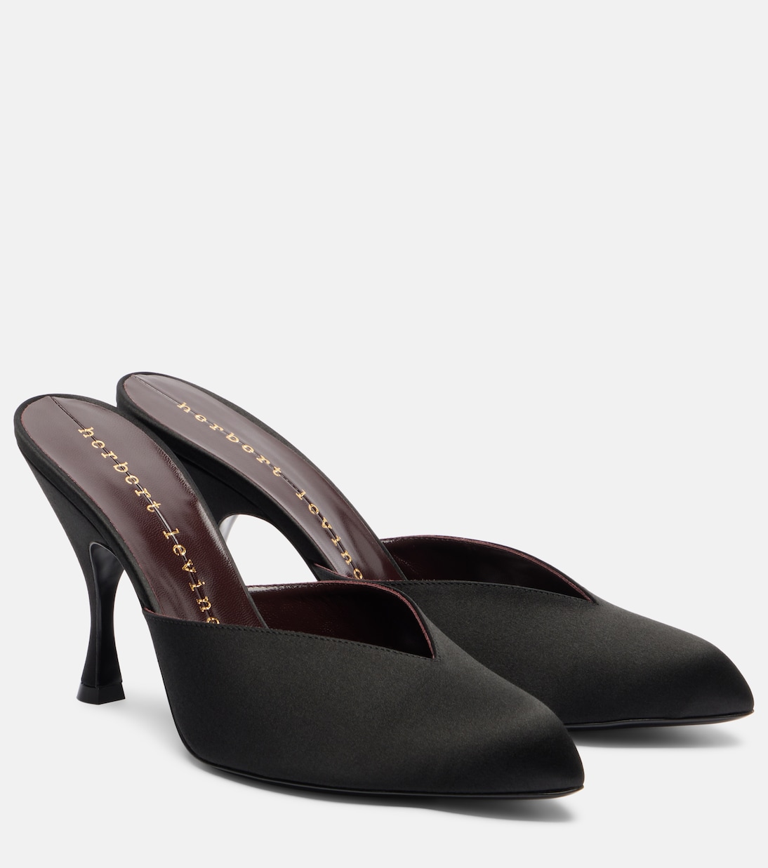 Sitting Pretty Satin Mules in Black - Herbert Levine