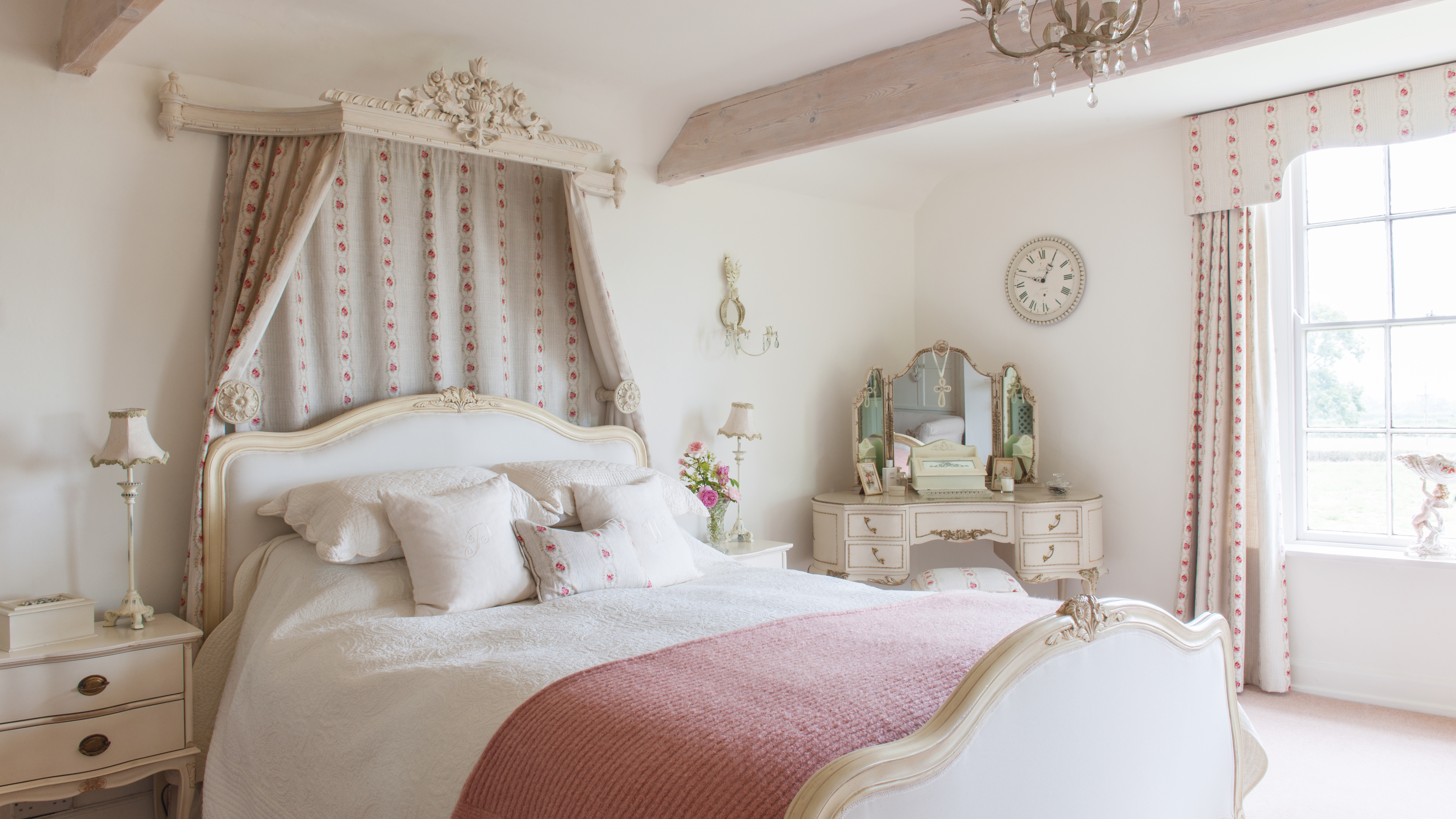 French-style bedroom with coronet and country feel
