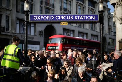 Commuters at Oxford Circus tube station during 48-hour strike