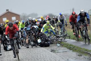 A crash in the 2015 Ghent-Wevelgem